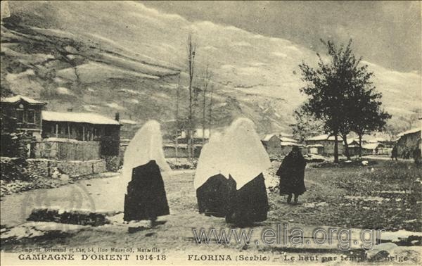 Campagne d' Orient 1914-1918. Florina (Serbie) - Le haut par temps de neige.