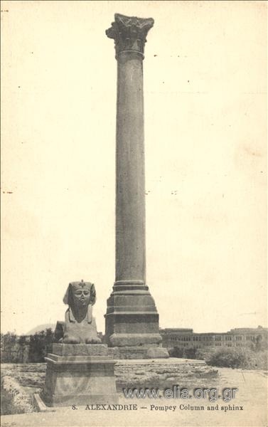 Alexandrie. - Pompey Column and sphinx.