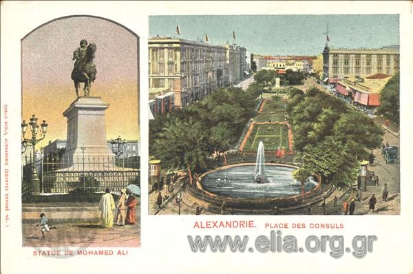 Alexandrie. Statue de Mohamed Ali. Place des Consuls.