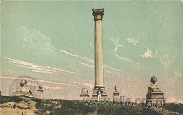 Alexandrie. Pompey Column and Sphinx.