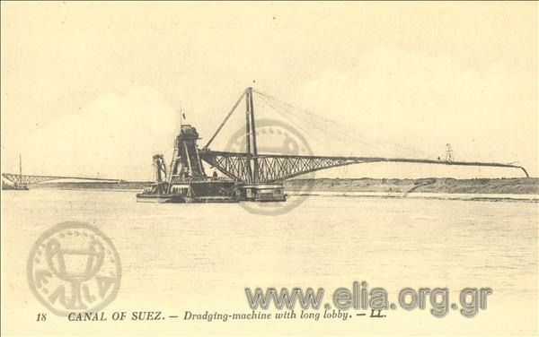 Canal of Suez. -  Dradging-machine with long lobby.