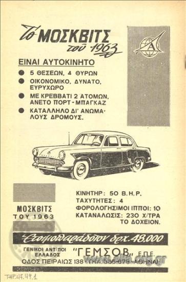 Μόσκοβιτς, αυτοκίνητα