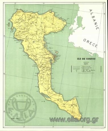 CARTE GEOGRAPHIQUE DE L' ILE DE CORFOU