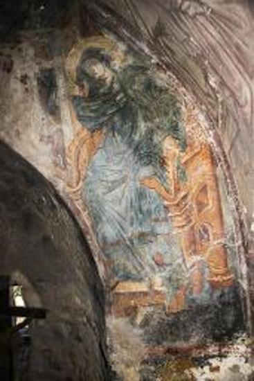 Τοιχογραφία με την παράσταση του Ευαγγελισμού (λεπτομέρεια)