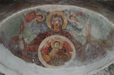 Τοιχογραφία με απεικόνιση της Θεοτόκου στον τύπο της Βλαχερνίτισσας