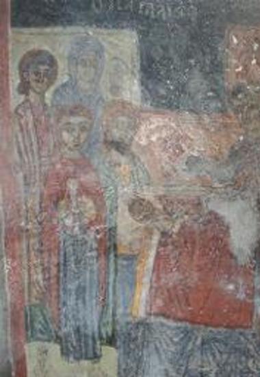 Τοιχογραφία με την παράσταση της Ίασης του Παραλύτου