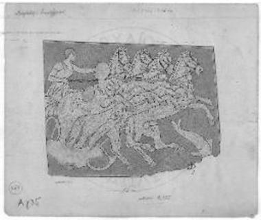 Ψηφιδωτόν εκ του Σηραγγίου. Νεανίας επί τεθρίππου.