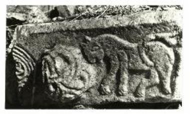 Ανασκαφή εις το Τηγάνι. Τεμάχιο γλυπτού.