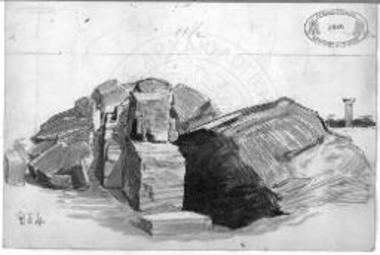 Σχεδίασμα των εν των σπηλαιοειδεί χώρω βράχων, συνταχθέν υπό του ζωγράφου Α. Κοντοπούλου.