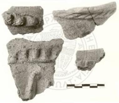 Τεμάχια αγγείων από τον προϊστορικό οικισμό.