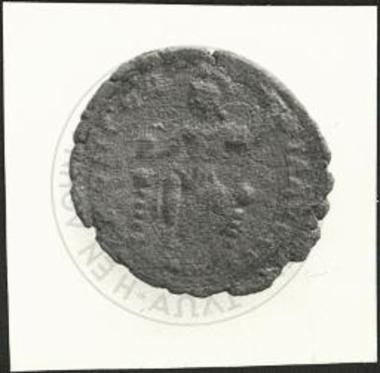 Νόμισμα Βαλεντινιανού Α΄εκ δοκιμαστικής τομής παρά το Ανατολικόν τείχος. Οπισθότυπος.