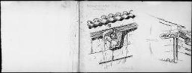 Καθολικό, σχέδια: κιλλίβας γείσου νότιας πλευράς και ΒΑ. γωνία του ορόφου του νάρθηκα