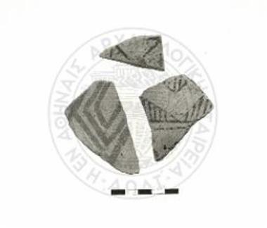 Όστρακα πιθοειδών αγγείων με γραπτή σκοτεινόχρωμη διακόσμηση. Άνω: Δ 282. Κάτω: Φ 80, ΜΠ.2/52.