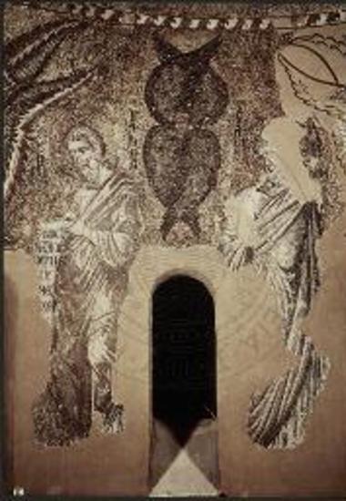 Οι προφήτες Ιεζεκιήλ και Ααρών εκατέρωθεν ενός χερουβείμ.