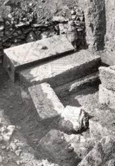 Excavation view of burial building.