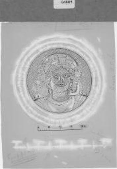 Σχέδιο του αριστερού μεταλλίου. Διαγραμμισμένα τα τμήματα από την αρχική φάση, λευκά τα τμήματα της μεταγενέστερης επέμβασης.