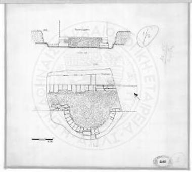 Τμήμα του τείχους στην οδό Σηλυβρίας 25 (Ο.Τ. 57). Κάτοψη και τομή.