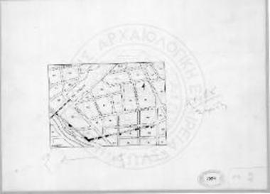 Απόσπασμα τοπογραφικού διαγράμματος στα νότια των Μεγάρων όπου σημειώνονται τα αποκαλυφθέντα τμήματα του οχυρωματικού περιβόλου.