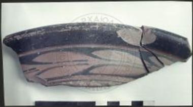 Χείλος και τμήμα του λαιμού αττικού κωδωνόσχημου κρατήρα.