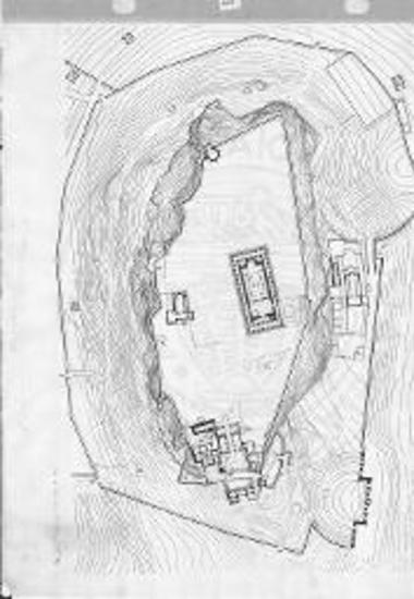 Η Ακρόπολη περί το 1300. Κάτοψη. 1. Πύλες του Ριζόκαστρου. 2. Περίβολος και φυλάκιο εισόδου. 3. Πύλη και πύργος. 4. Πύλη εισόδου στον δεύτερο προμαχώνα. 5. Παρθενώνας. 6. Ερέχθειο. 7. Δεξαμενές. 8. Donjon. 9. Περιοχή κατοικίας του ηγεμόνα.