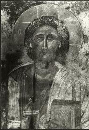 Φλομοχώρι, Αγία Βαρβάρα. Ο Χριστός του τέμπλου, λεπτομέρεια τοιχογραφίας.