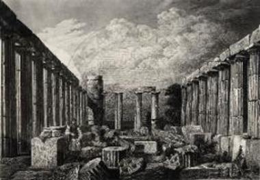 Άποψις του εσωτερικού του ναού του Απόλλωνος ως είχε το 1829.