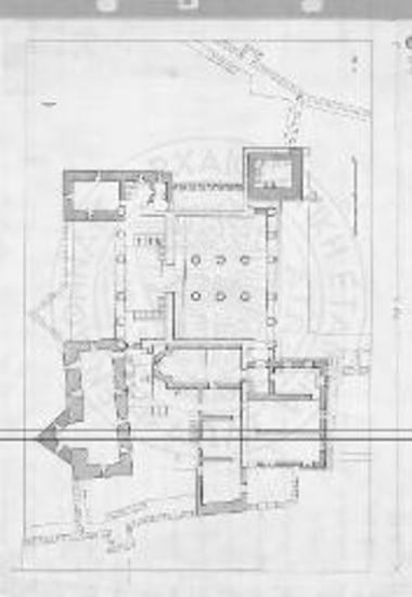 Η δουκική κατοικία στα Προπύλαια περί το 1450. Οριζόντια τομή στη στάθμη του ορόφου της βόρειας πτέρυγας. Διακρίνονται δύο φάσεις, η φράγκικη και η φλωρεντινή.