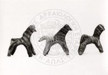 Tomb KK/64. Τhree miniature horse figurines.