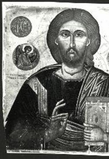 Παροικιά. Ναός Ευαγγελιστρίας. Χριστός του τέμπλου. Έργον ιερομονάχου Δαμασκηνού.