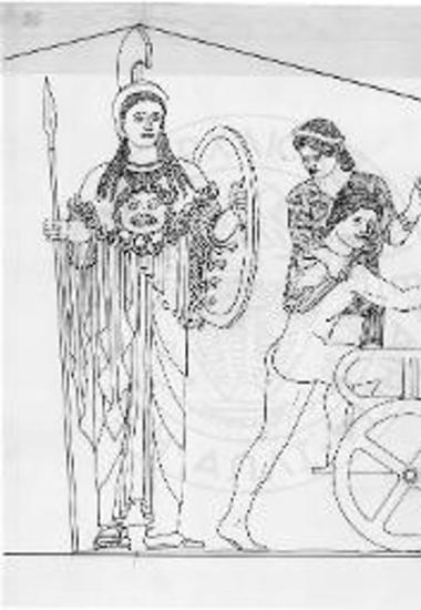 Αναπαράσταση του δυτικού αετώματος. Λεπτομέρεια.