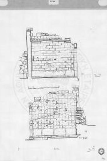 Νότια πτέρυγα των Προπυλαίων, βόρεια (άνω) και νότια (κάτω) όψη του νότιου τοίχου, σημερινή κατάσταση.