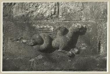 Ανάγλυπτος θαλάσσιος δράκων εκ της εκκλησίας του αγίου Νικολάου εν Δελβίνω.