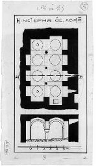 Κάτοψις και τομή της κινστέρνης Μ. Οσ. Λουκά