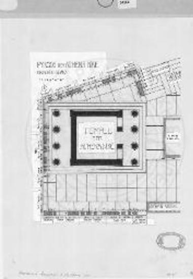 Κάτοψη του ναού, του τεμένους και του θωρακίου της Αθηνάς Νίκης και απόδοση των υπολειμμάτων του γλυπτού διακόσμου κατά R. Heberdey (ÖJh 1922-24).