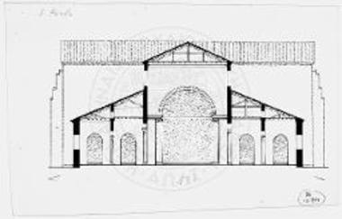 Κατά πλάτος τομή της πεντακλίτου νηός Αγ. Παύλου του έξω των τειχών της Ρώμης