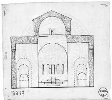 Ναός Επισκοπής. Τομή κατά πλάτος.