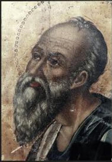 Μουσείο της Καστοριάς. Άγιος Ιωάννης ο Θεολόγος, λεπτομέρεια, πριν από τη συντήρηση.