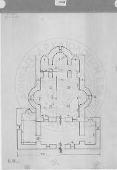 Κάτοψις του καθολικού της Μονής Ρεντίνης.