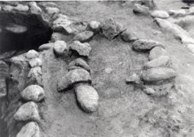 Stones marking a trench.