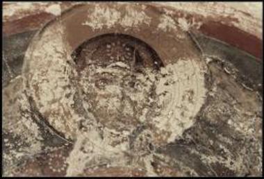 Η τοιχογραφία της Πλατυτέρας μετά τις φθορές από την υγρασία.