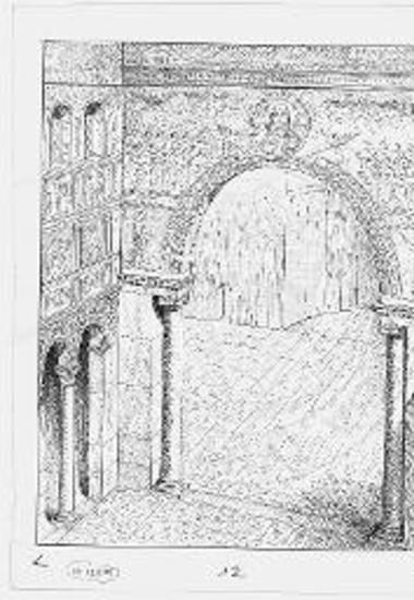 Το μνημειώδες θριαμβευτικόν τόξον μεταξύ του μέσου και του εγκαρσίου κλίτους της εν Ρώμη βασιλικής του Αγ. Παύλου