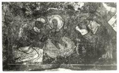 Άνω Πούλα Κηπούλας. Ναός Αγίων Θεοδώρων, λεπτομέρεια τοιχογραφίας Γεννήσεως.
