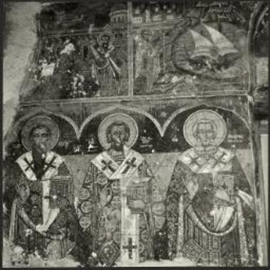 Κάμπος, Άγιοι Θεόδωροι. Ιεράρχες και σκηνές θαυμάτων (1760).