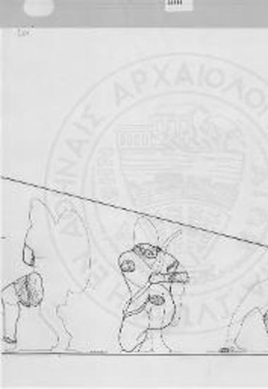 Αναπαράσταση του δυτικού αετώματος. Τα σωζόμενα θραύσματα. Λεπτομέρεια.