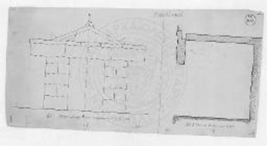 Πρόσοψις του μεγάλου τάφου του αεροδρομίου του Σέδες. Τομή του Β΄ τάφου.