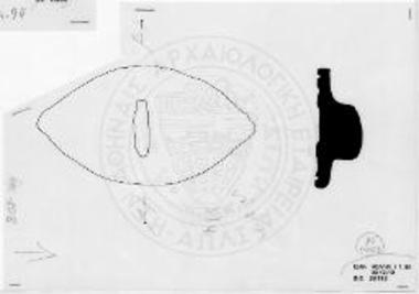 Τομή και άνοψις πήλινης σφραγίδος του ΚΟΛ/83.