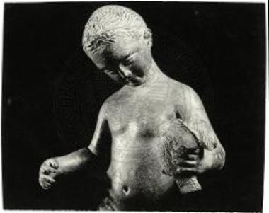 Δωδώνη. Χαλκούν αγαλμάτιον παιδός με πτηνόν (Μουσείον Ιωαννίνων).