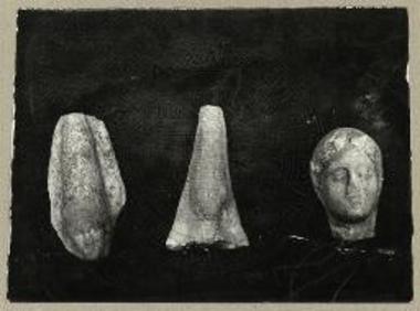 Κεφαλαί πηλίνων ειδωλίων εκ του ναού Κλοπεδής Λέσβου.