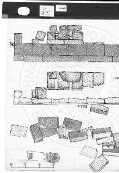 Όψη και κάτοψη των ερειπίων του ταφικού περιβόλου των αδελφών Αθηνοδώρου και Δρομοκλέους.