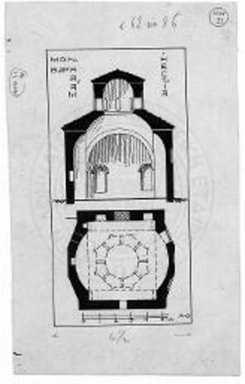 Κάτοψις και τομή εστίας Μ. Βαρλαάμ